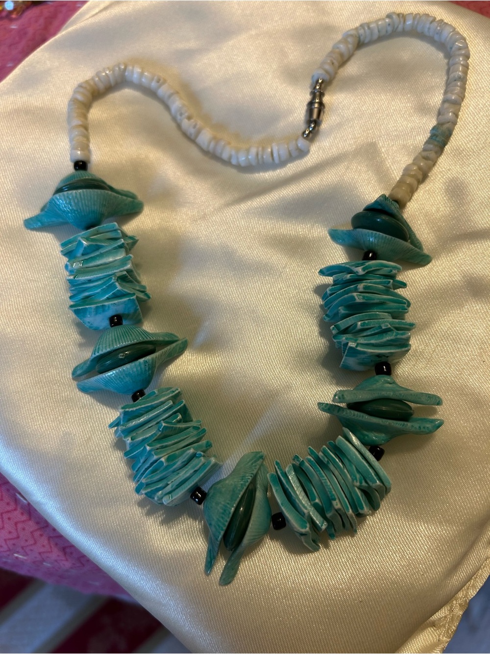 Vintage Turquoise Blue Shell Strand Necklace